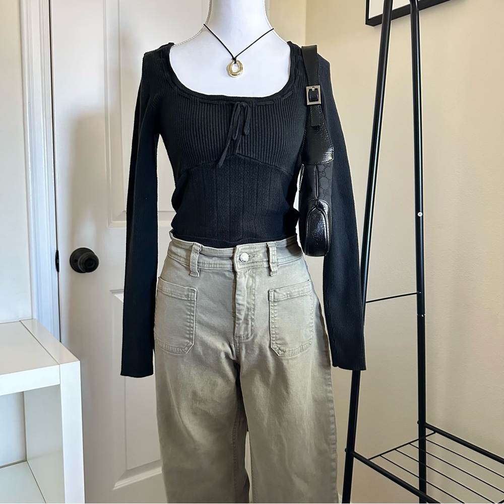 Buffalo David Bitton High-Rise Soft Stretch Crop Pant in Olive green